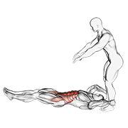 assisted lying leg raise with throw down