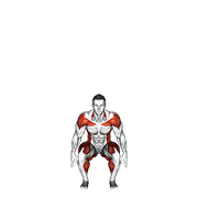 squat to overhead reach with twist