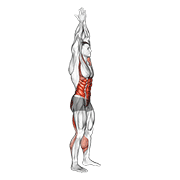 hands clasped circular toe touch (male)